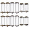 12 Sets 3 Styles Glass with Brass Connnector Charms, Wishing Bottle, Clear, 34~55x16.5mm, 4 sets/style