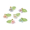 6pcs Resin Imitation Pearl Charms, Flower, with Golden Brass Ball Head Pins and Transparent Acrylic Charms, Mixed Color, 7x12.5x6mm, Hole: 1.4mm