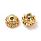 Brass Micro Pave Cubic Zirconia Bead Cap, 6-Petal Flower, Real 18K Gold Plated, Cadmium Free & Nickel Free & Lead Free, 6.5x3mm, Hole: 1.4mm