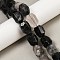 Natural Black Rutilated Quartz Beads Strands, Faceted, Nuggets, 19.5~23x14~15.5x13.5~15.5mm, Hole: 0.9mm, about 18~19pcs/strand, 14.96~15.47''(38~39.3cm)