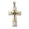 Ion Plating(IP) 304 Stainless Steel Enamel Big Pendants, Trinity Cross Charm, Golden & Stainless Steel Color, 58x36x5mm, Hole: 12x6mm