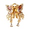 Brass Micro Pave Cubic Zirconia Slide Charms, Cadmium Free & Nickel Free & Lead Free, Butterfly, Real 18K Gold Plated, Chocolate, 22x18x6mm, Hole: 1.4mm