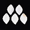 Natural Freshwater Shell Carved Big Pendants, Leaf Charms, Seashell Color, 50.5~51.5x31~32x2.5~3.3mm, Hole: 1.8mm
